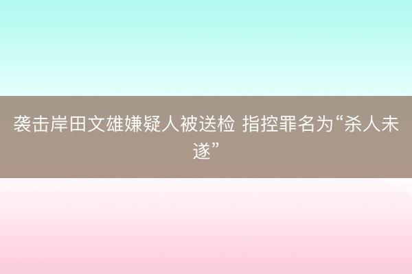 袭击岸田文雄嫌疑人被送检 指控罪名为“杀人未遂”