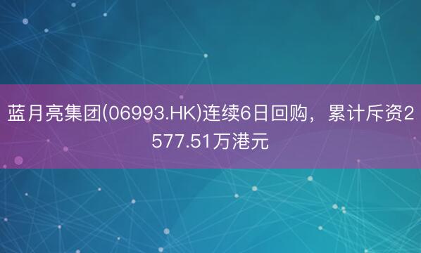 蓝月亮集团(06993.HK)连续6日回购，累计斥资2577.51万港元