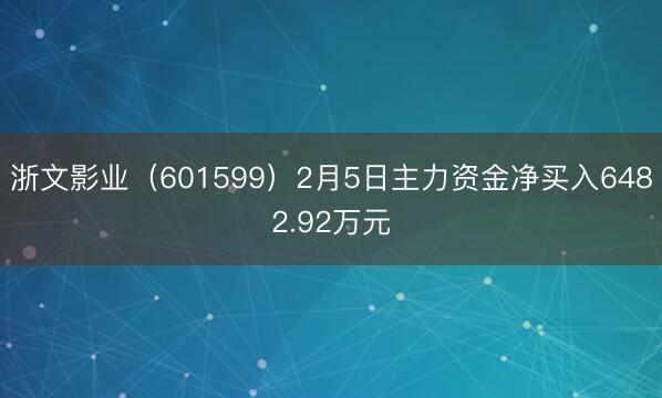 浙文影业（601599）2月5日主力资金净买入6482.92万元