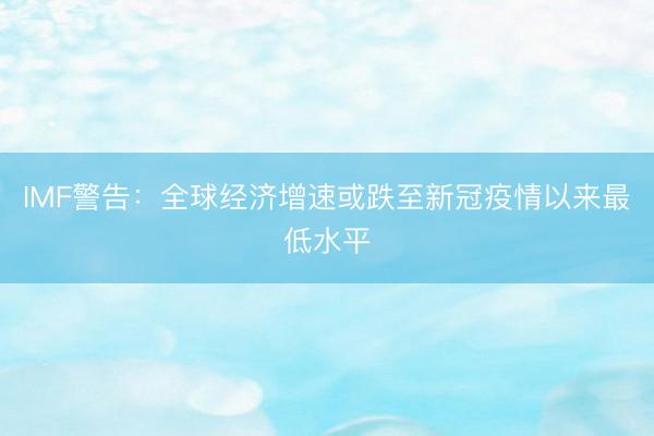 IMF警告：全球经济增速或跌至新冠疫情以来最低水平