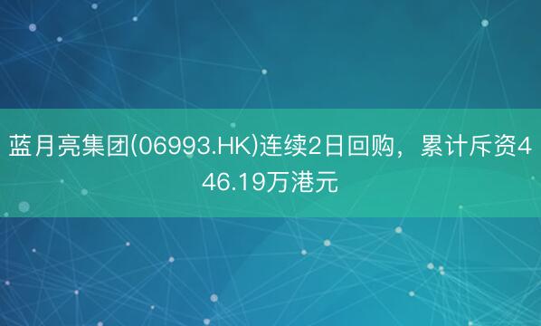 蓝月亮集团(06993.HK)连续2日回购，累计斥资446.19万港元