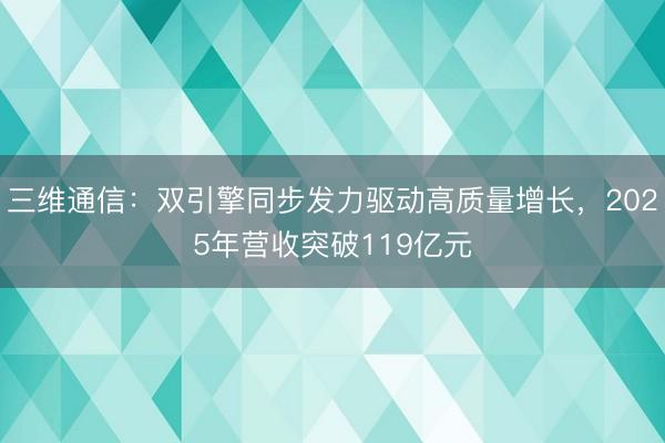 三维通信：双引擎同步发力驱动高质量增长，2025年营收突破119亿元