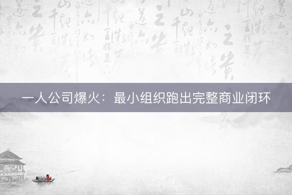 一人公司爆火：最小组织跑出完整商业闭环