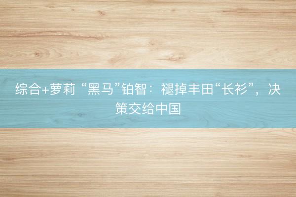 综合+萝莉 “黑马”铂智：褪掉丰田“长衫”，决策交给中国