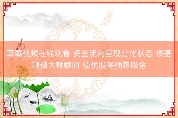 草莓视频在线观看 资金流向呈现分化状态 债基频遭大额赎回 绩优股基强势吸金