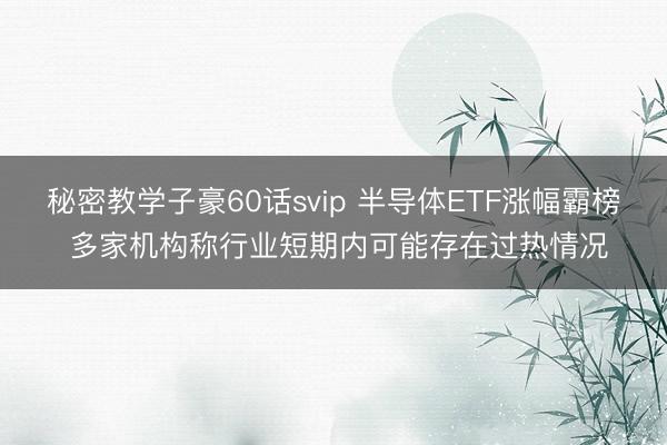 秘密教学子豪60话svip 半导体ETF涨幅霸榜 多家机构称行业短期内可能存在过热情况