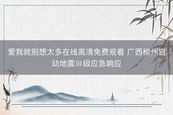 爱我就别想太多在线高清免费观看 广西柳州启动地震Ⅲ级应急响应