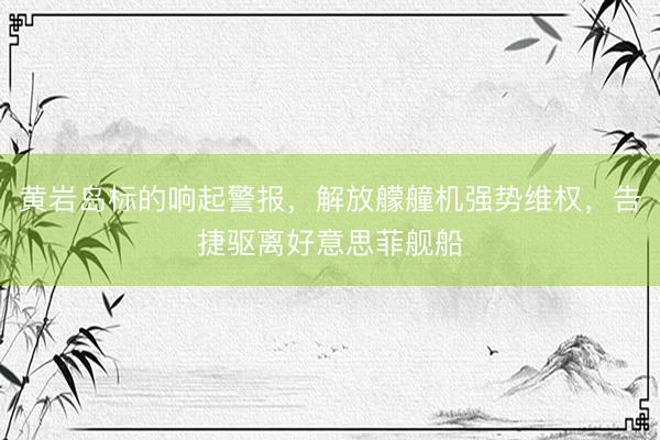 黄岩岛标的响起警报，解放艨艟机强势维权，告捷驱离好意思菲舰船