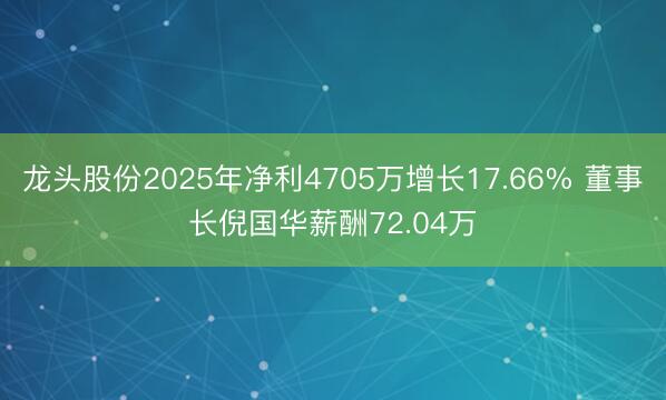 龙头股份2025年净利4705万增长17.66% 董事长倪国华薪酬72.04万