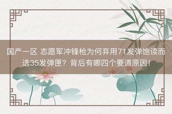国产一区 志愿军冲锋枪为何弃用71发弹饱读而选35发弹匣？背后有哪四个要道原因！