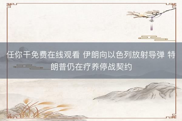 任你干免费在线观看 伊朗向以色列放射导弹 特朗普仍在疗养停战契约