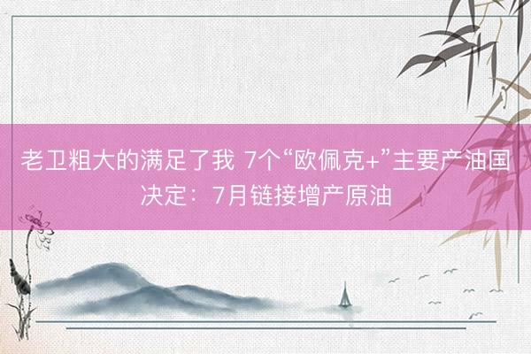 老卫粗大的满足了我 7个“欧佩克+”主要产油国决定：7月链接增产原油