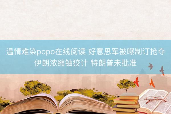 温情难染popo在线阅读 好意思军被曝制订抢夺伊朗浓缩铀狡计 特朗普未批准