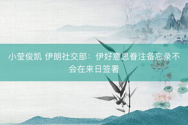 小莹俊凯 伊朗社交部：伊好意思眷注备忘录不会在来日签署
