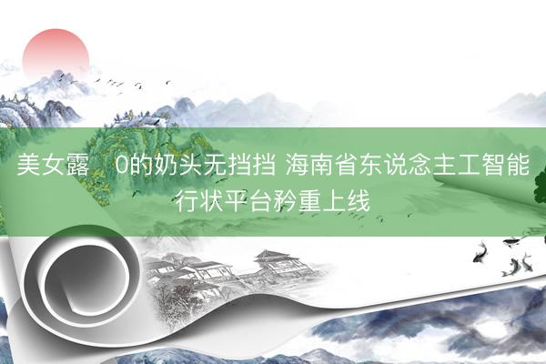 美女露0的奶头无挡挡 海南省东说念主工智能行状平台矜重上线